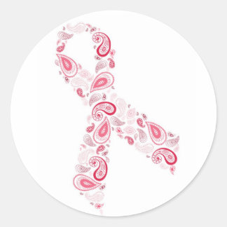Redondo adesivo de fita rosa-paisley - branco