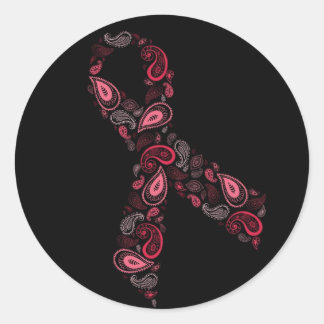Redondo adesivo de fita rosa-paisley - preto