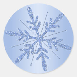 Redondo Adesivo de floco de neve azul brilhante