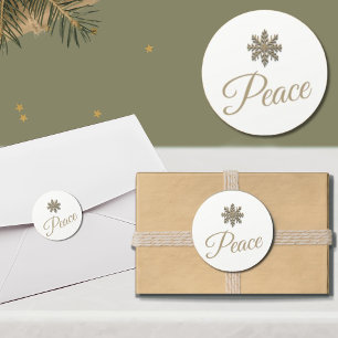Redondo Adesivo de Floco de Neve Branco e Dourado   Paz