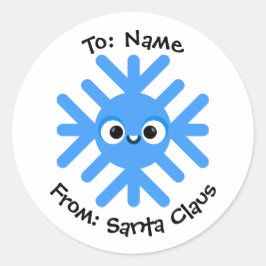Redondo Adesivo de Floco de Neve de Natal Personalizado –