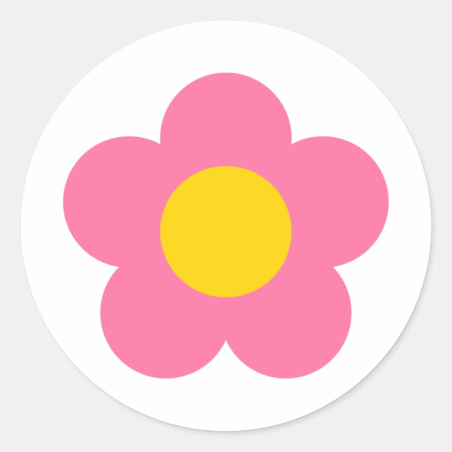 Redondo Adesivo de flor rosa fofa (Frente)