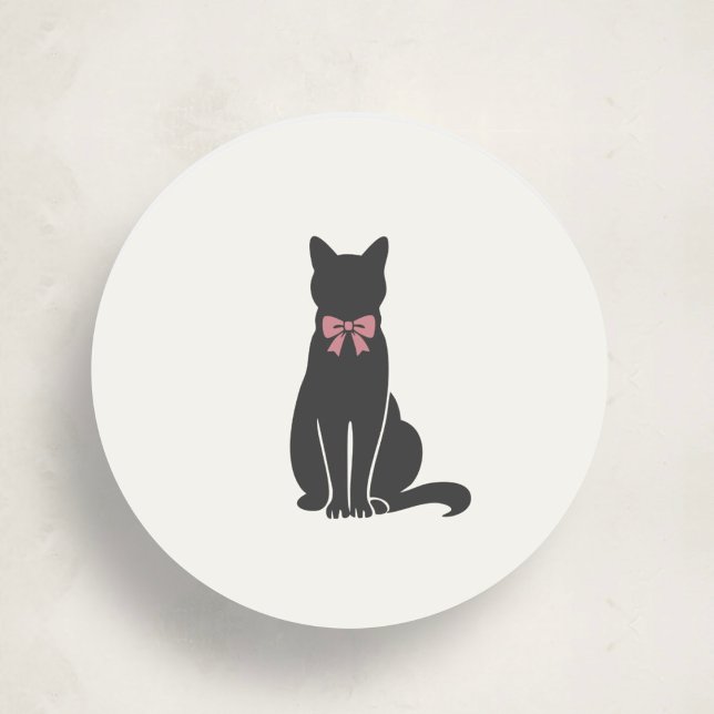 Redondo Adesivo de Foca de Gato Clássico Elegante (Criador carregado)