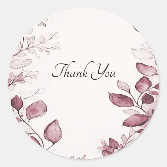 Redondo Adesivo de folhas vermelhas modernas (Frente)