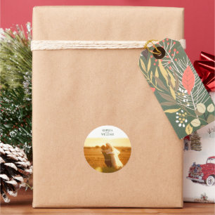 Redondo Adesivo de Foto de Agradecimento por Favor de Casa