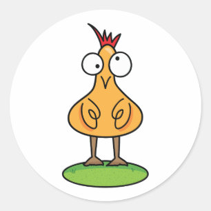 Redondo Adesivo de Frango Bobo - Divertido Animal de Fazen
