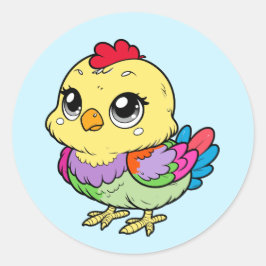 Redondo Adesivo de Frango Colorido Fofo – Arte Divertida d