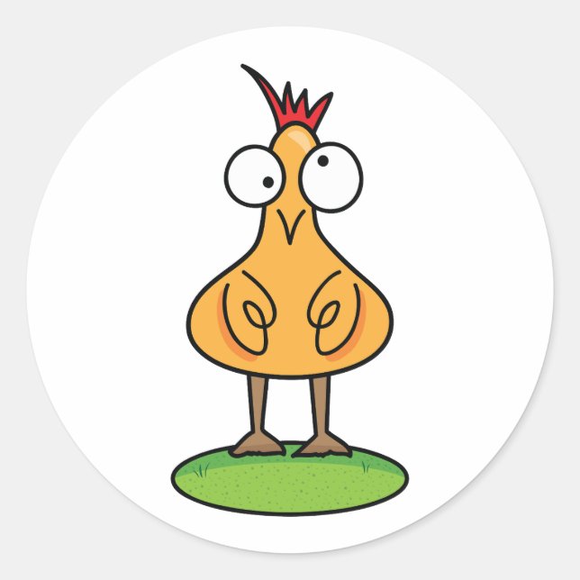 Redondo Adesivo de Frango Excêntrico | Arte de Animais de  (Frente)