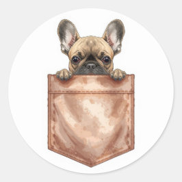 Redondo Adesivo de French Bulldog na Bolsa | Laptop Fofo