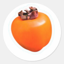 Adesivo de Fruta Caqui Maduro Minimalista, Laranja