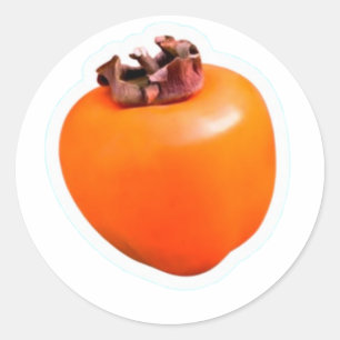 Redondo Adesivo de Fruta Caqui Maduro Minimalista, Laranja