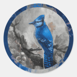 Redondo Adesivo de gaio-azul (design azul)