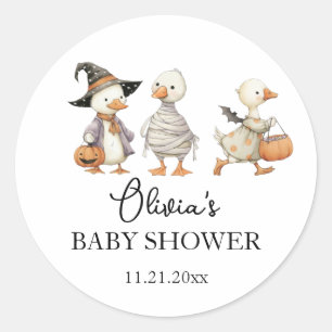 Redondo Adesivo de ganso de Baby Shower Halloween