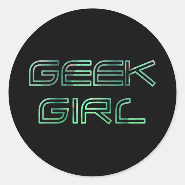 Redondo Adesivo de Garota Geek (Frente)