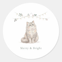 Adesivo de Gato de Natal Alegre e Brilhante