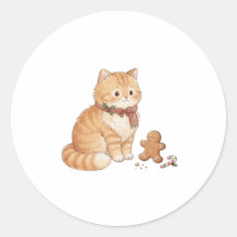 Adesivo de Gato de Natal de Biscoito de Gengibre F