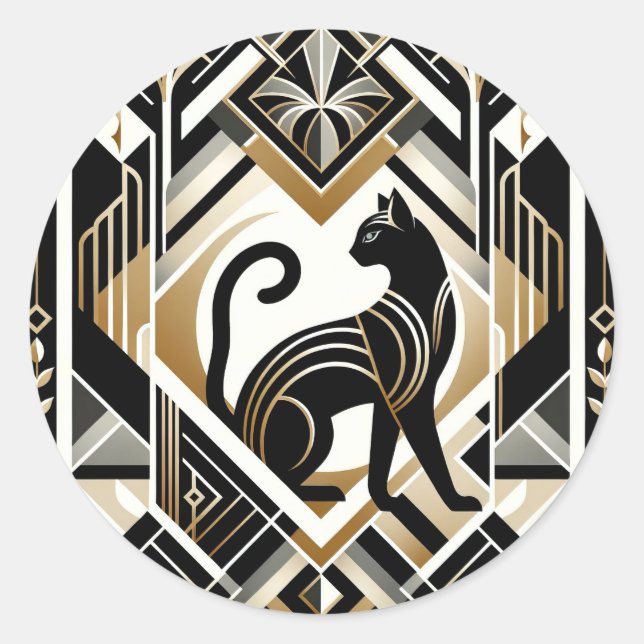 Redondo Adesivo de Gato Decorativo Abstrato Moderno (Frente)