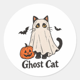 Redondo Adesivo de Gato Fantasma Assustador Gato Fantasm