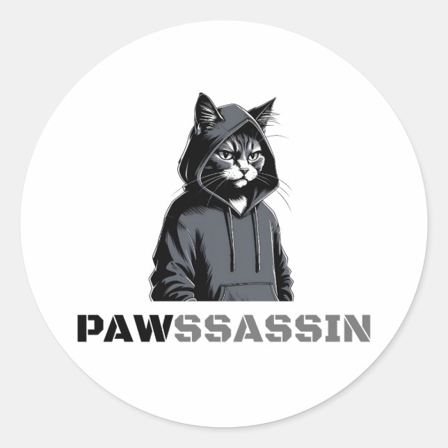 Redondo Adesivo de Gato Pawssassin (Frente)