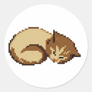 Redondo Adesivo de gato pixel dormindo fofo