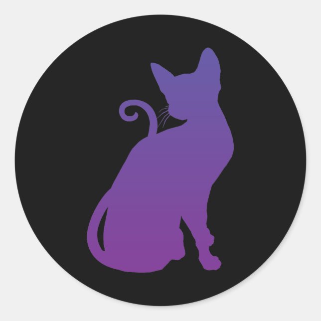 Redondo Adesivo de Gato Roxo (Frente)