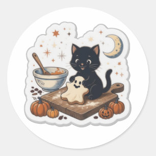 Redondo Adesivo de Gato Spooky Bakes, Vinil de Padaria de