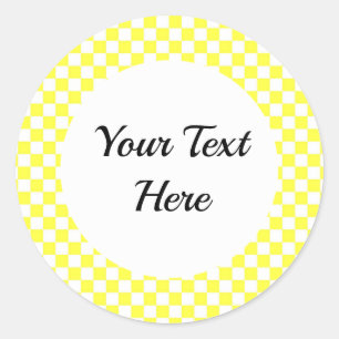 Redondo Adesivo de Gingham Amarelo