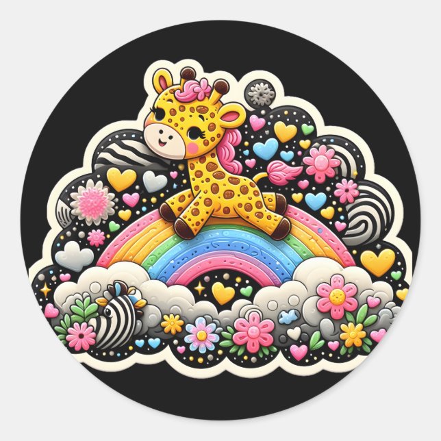 Redondo adesivo de girafa (Frente)