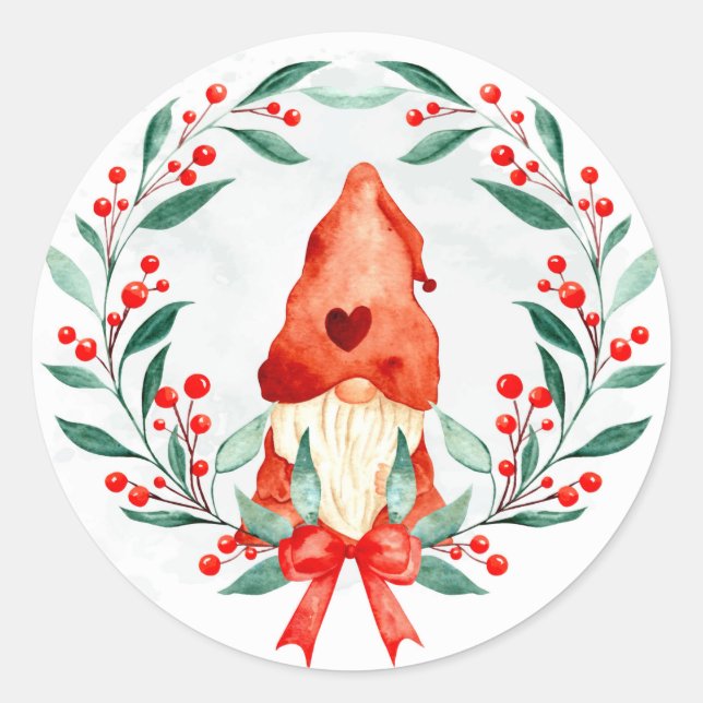 Redondo Adesivo de Gnome de Natal (Frente)