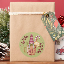 Redondo Adesivo de Gnome de Natal com Cider Laranja