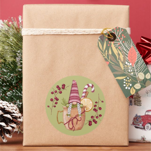 Redondo Adesivo de Gnome de Natal com Cider Laranja (Feriado)