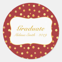 Adesivo de Graduado com Bolinhas Douradas