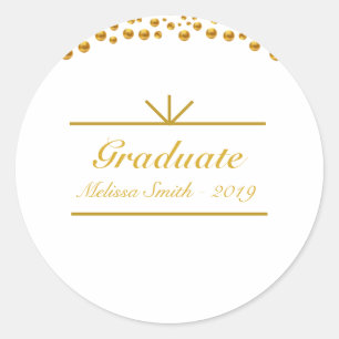 Redondo Adesivo de Graduado Dourado Bonito