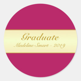 Redondo Adesivo de Graduado Dourado e Burgundy