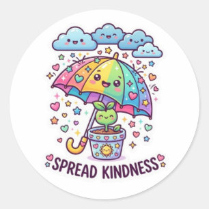 Redondo Adesivo de Guarda-chuva Fofo Kawaii Espalhe Bondad