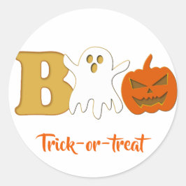 Redondo Adesivo de Halloween Boo Engraçado