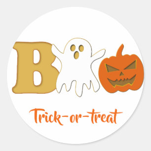 Redondo Adesivo de Halloween Boo Engraçado