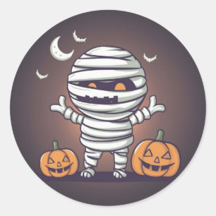 Redondo Adesivo de Halloween com Ilustração de Mamãe Fofa
