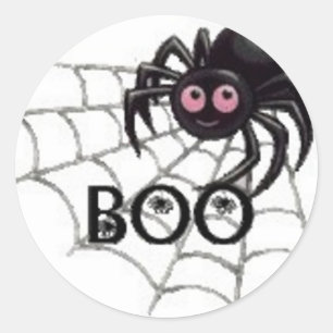 Redondo Adesivo de Halloween de Aranha de Olhos Rosados
