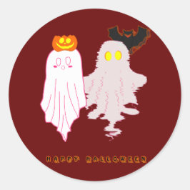 Redondo Adesivo de Halloween de Fantasmas Bebês Fofos