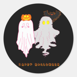 Redondo Adesivo de Halloween de Fantasmas Bebês Fofos