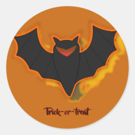 Redondo Adesivo de Halloween de Morcego Assustador - Tema