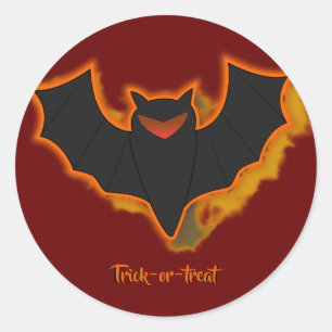 Redondo Adesivo de Halloween de Morcego Assustador - Tema