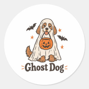 Redondo Adesivo de Halloween do Cachorro Fantasma Mãe de