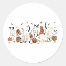 Adesivo de Halloween dos Gatos Fantasmas