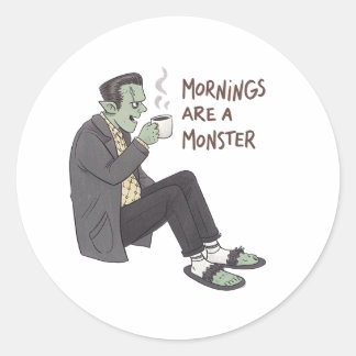 Redondo Adesivo de Halloween para impressão do monstro das