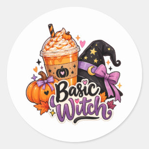 Redondo Adesivo de Halloween Temático de Bruxa Básica da M