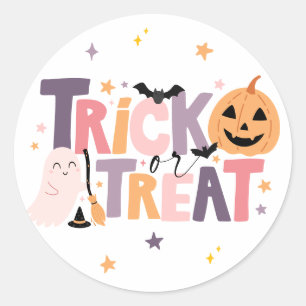 Redondo Adesivo de Halloween "Trick or Treat" para Sacolas