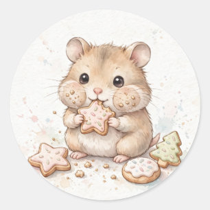 Redondo Adesivo de Hamster de Biscoito de Natal