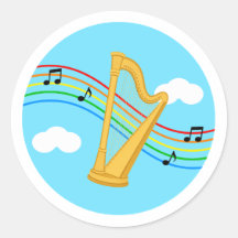 Adesivo de Harpa Céu Arco-íris Música Crianças
